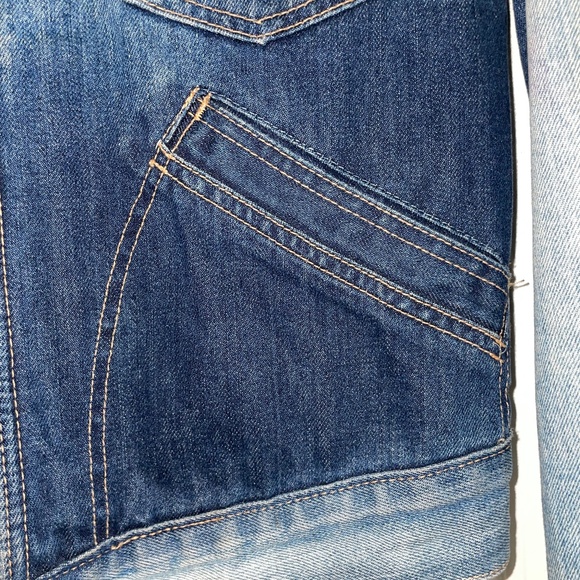 LEVI’S Rare Two Tone Dark Light Denim Zip-Up Jacket Size Girls L/ Women S - Picture 6 of 11